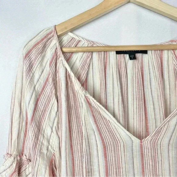 Sanctuary Yucca Boho Pink Stripe Peasant Long Sleeve Blouse L - Picture 4 of 6